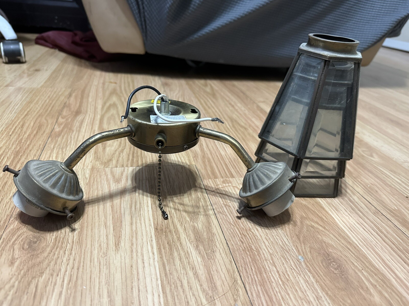 Antique Brass Ceiling fan Light kit 3 arms