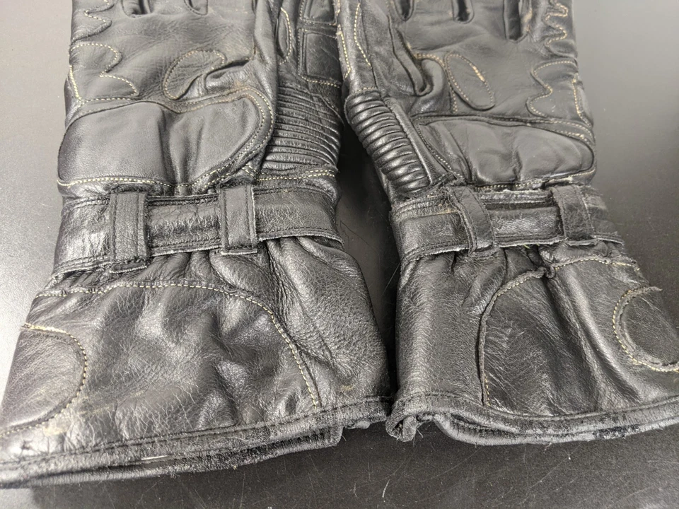 First Gear Padded Motorcycle Riding Black Leather Gauntlet Gloves Size XL Foto 2 de 4
