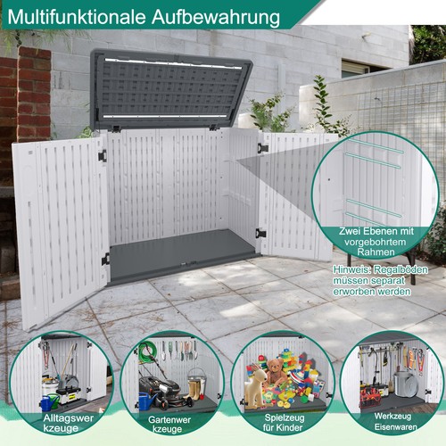 700L Mülltonnenbox Aufbewahrung Lagerbox Mülltonnenbehälter Außenlagerkasten Box - Bild 4 von 13