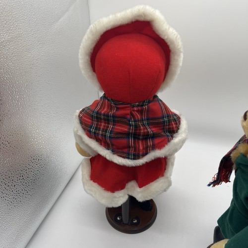 VINTAGE 1992 PLUSH CHRISTMAS BEARS SHILLA CLASSY DRESSED Male & Female on stands - Picture 10 of 12
