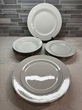 VTG~ELEGANT GOLD White w/Gold Trim Fine Porcelain 12 pc Serving for 4 Kmart Corp