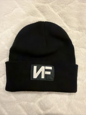 NF black logo knitted beanie.