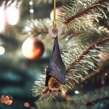 Black Bat Ornament Personalized Flat 2D Christmas Tree Decor for Bat