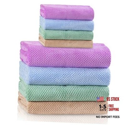 4 Colors Microfiber Towel Set Super Soft and 27.5X55 Green-yellow-blue-purple