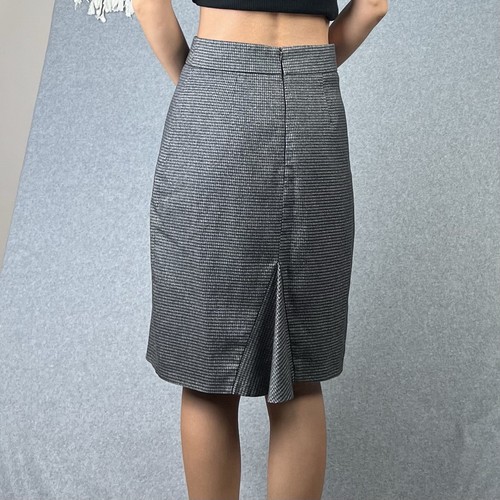 Review Skirt Womens 8 Grey Pencil Houndstooth High Rise Office Work Business - Picture 3 of 8