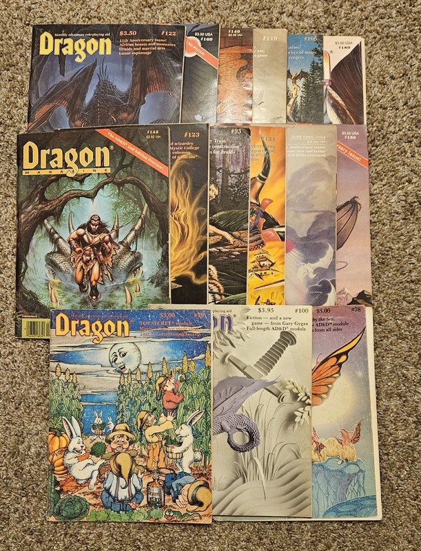 15 Dragon & 4 Dungeon Magazine Lot Vintage RPG AID Mixed Condition TSR