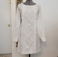 Rebecca Taylor white lace mini dress, long sleeve, Aline, size 2