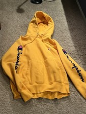 Champion Yellow Mens M Pullover Fleece Hoodie...