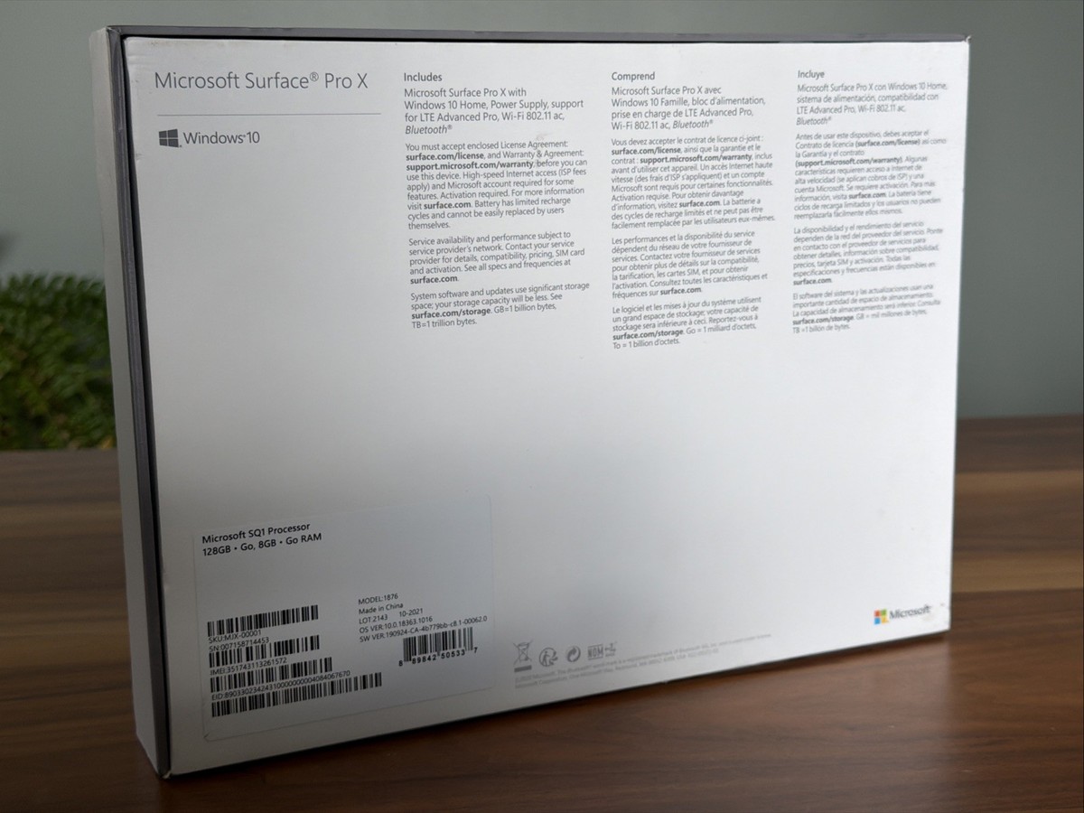 Microsoft Surface Pro X - 1876 Sq1 Proc 16gb RAM 256gb SSD for