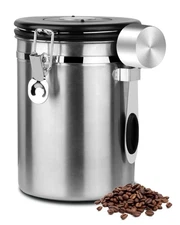 US Coffee Canister Stainless Steel Airtight Storage Container & Measuring Scoop