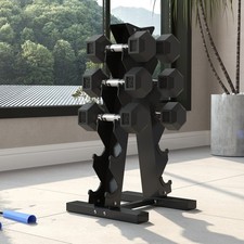 5-Tier Dumbbell Rack with 6 Dumbbells (2x4kg, 2x5kg, 2x6kg) Home Gym, Black