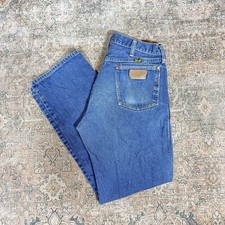 Vintage 1970s Wrangler 13MWZ Blue Denim Jeans Cowboy Cut USA Made 34x31