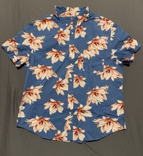 Goodfellow Co Polo Shirt Mens XL Blue Floral Button Up Northrop Short Sleeve