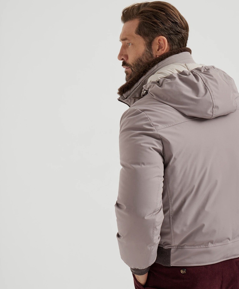 BRUNELLO CUCINELLI 'Shearling & Cashmere Trim Padded Down Jacket