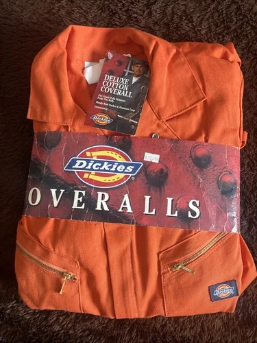 Vtg Dickies Orange Long Sleeve Coveralls Jumpsuit 40 Regular Deadstock NOS NWT - product listing photo