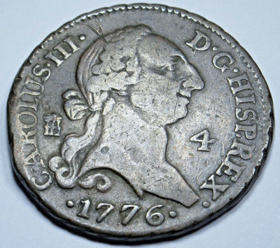 1776 Spanish Copper 4 Maravedis Genuine 1700's US Colonial Pirate Treasure Coin
