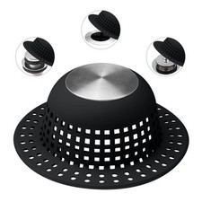 Aluvor Shower Drain Hair Catcher Bathtub Cover Silver Black