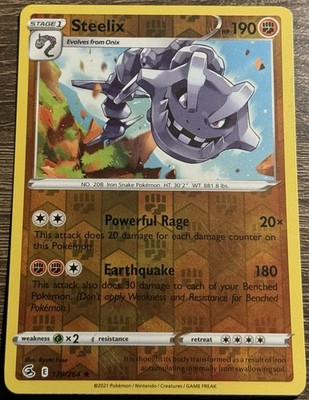 2021 POKEMON FUSION STRIKE STEELIX 139/264 REVERSE HOLO (RARE) NM-LP (L)