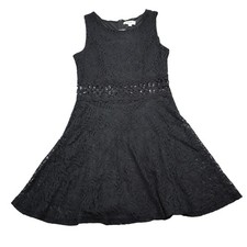 Diva USA Dress Womens L Black Laced Round Neck Sleeveless A Line Back Zip