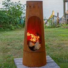 50 in Santa Fe Wood Burning Chiminea Fire Pit with Log Grate by Sunnydaze