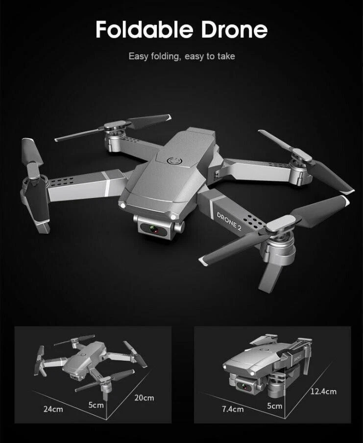 Drones Quadcopter Aircraft E681080P/4K Drone with HD Camera WiFi FPV Foldable RC - Image 2 of 4