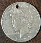1923 s peace silver dollar-holed