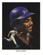 1982 UNION OIL LA DODGERS BY NICHOLAS VOLPE - PEDRO GUERRERO!! GREAT PICTURE!!