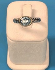 David Yurman Noblesse Collection 3.25ct Blue Topaz Ring Gold Silver, Sz 4.75