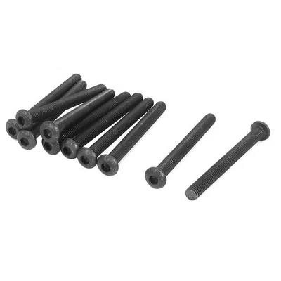 10pcs M6x60mm Alliage Acier Prise Bouton Noir Boulon vis hexagonale tête DIN - Photo 1/4