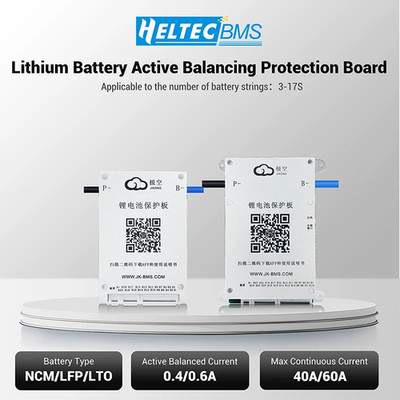 JKBMS 4S-8S-16S 17S 48V 60V Lifepo4 BMS 10S 36V 40A 60A Li-ion active balance sm