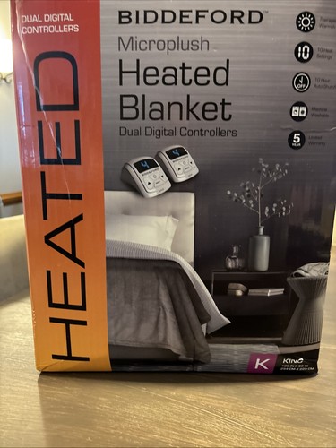 Biddeford King Microplush Heizdecke Dual Digital Controller Grau Neu