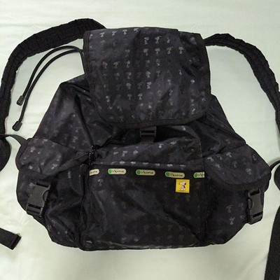 LeSportsac Snoopy Black Dot Backpack Rucksack P689 Schwarz Neu