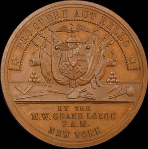 PCGS MS64 1877 ARMORY SEVENTH REGIMENT NY NATIONAL GUARD Masonic 40mm AE Lovett
