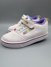Heelys Roller Shoes Youth 13C White Rainbow Canvas Wheels Kids Sneakers