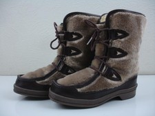 Women's sz 4 M Vtg 1960's Snowland Brown Faux Fur Winter Boots Sherpa Lined USA