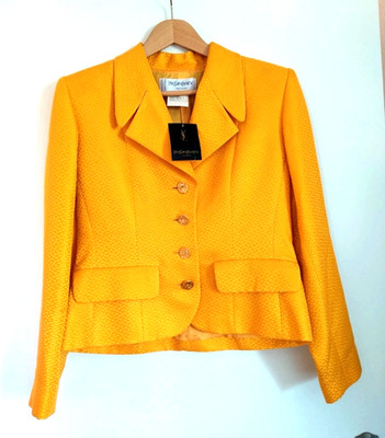 Authentic Vintage YSL Yellow Jacket Yves Saint Laurent FR 38 Golden Buttons logo