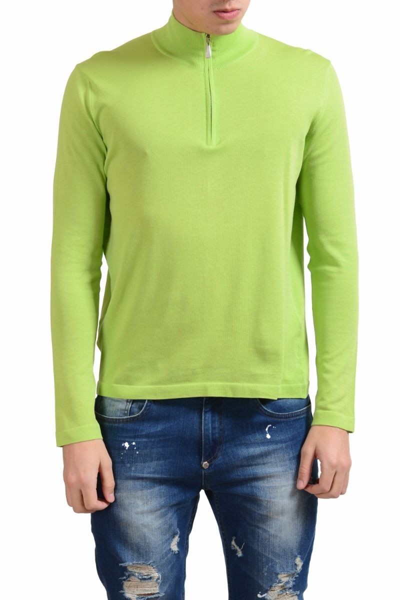 Мужской ярко-зеленый свитер Malo на молнии 12 US M IT 50 20890₽