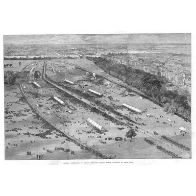 QUEEN'S JUBILEE 30.000 Schulkinder im Hyde Park - Antikdruck 1887