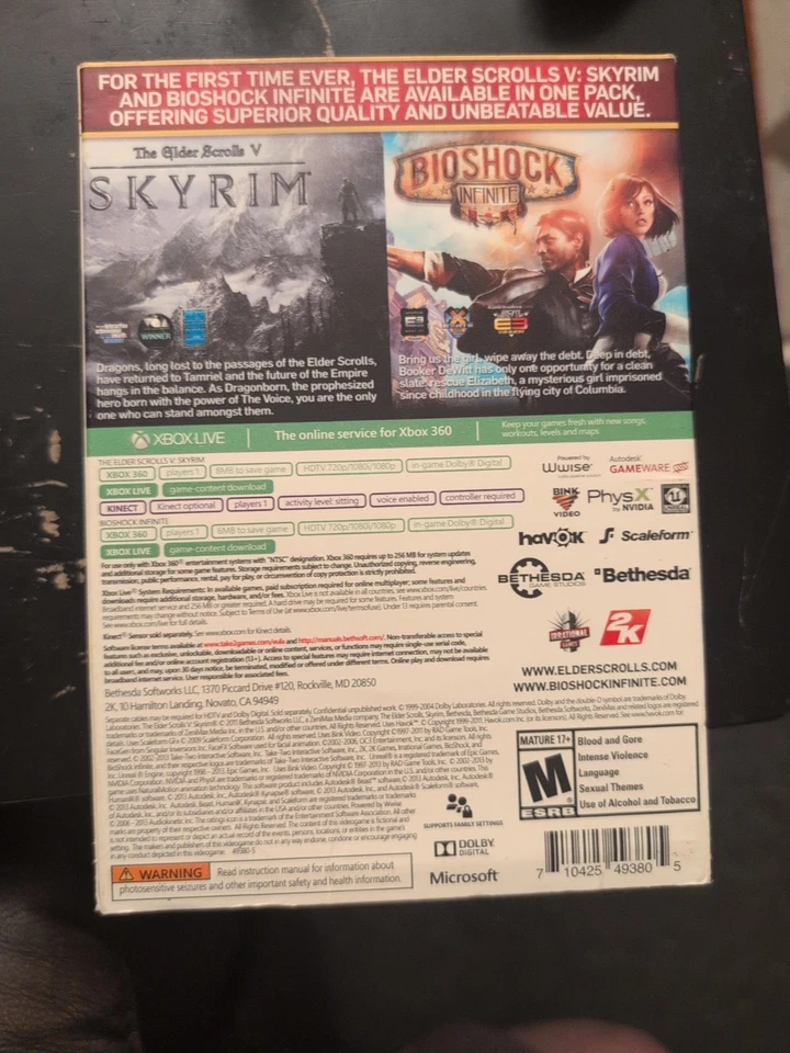 The Elder Scrolls V: Skyrim/BioShock Infinite (Microsoft Xbox 360, 2014) - Image 2 of 4