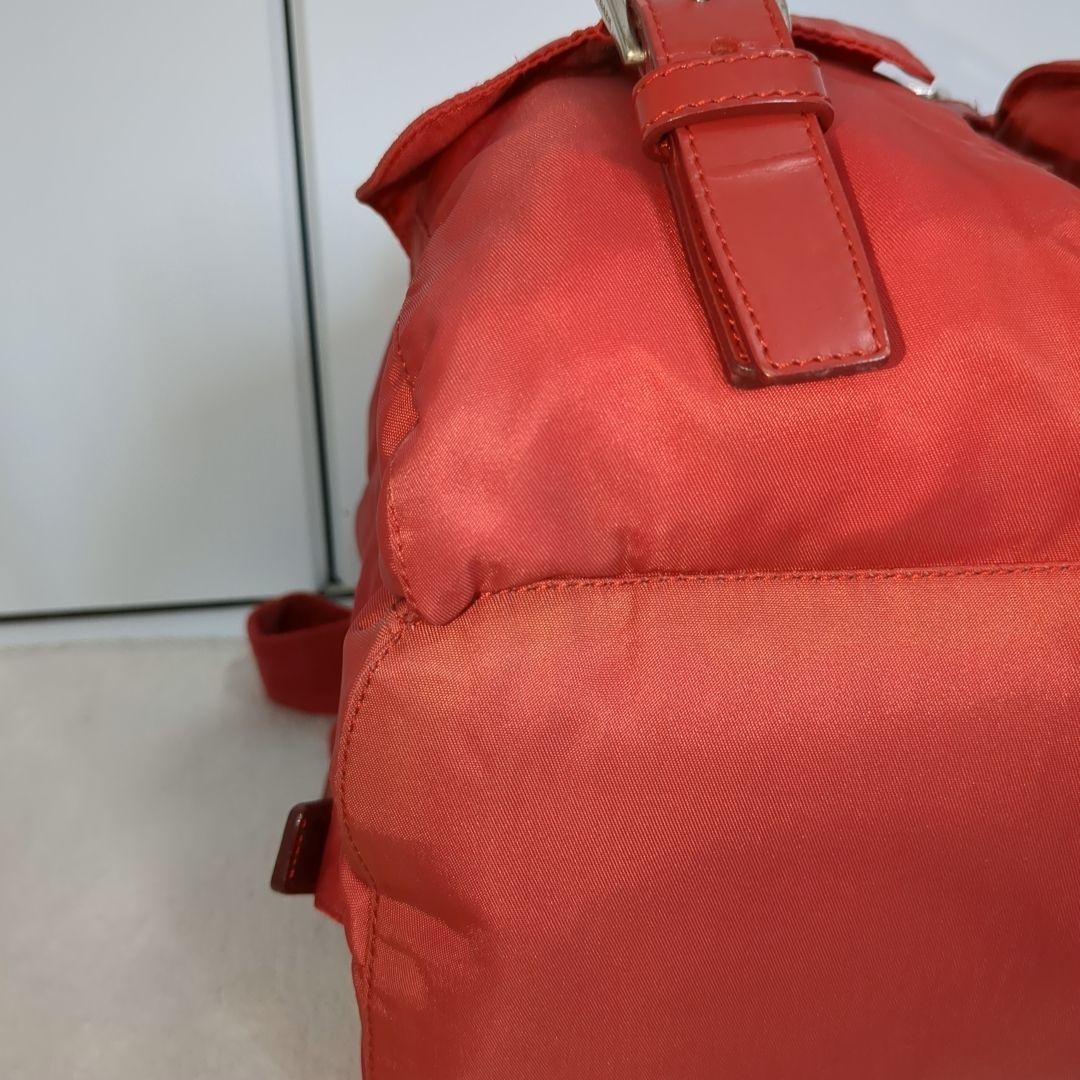 PRADA Backpack Red Testo Nylon Triangle Logo Leat… - image 11