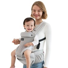 Momcozy Baby Carrier with Hip Seat, 2-in-1 Forward-Facing Carry Air Mesh-Grey
