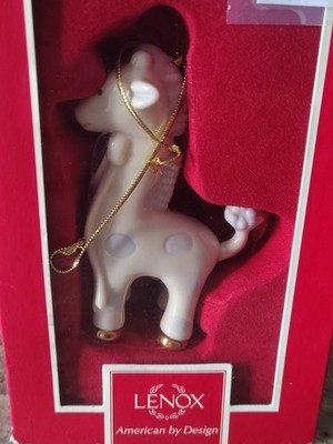 Lenox 2012 ''BABY'S FIRST CHRISTMAS'' Blue GIRAFFE ORNAMENT with Gold Trim New