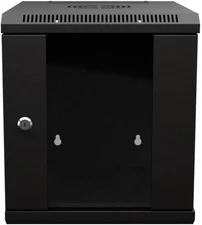 NavePoint 15.75 in Wall Mount Network Cabinet, 6U, Glass, Black