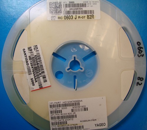 YAGEO 0603 Resistor Reel 82, 5%, RC0603JR-0782R, 5000pcs | eBay