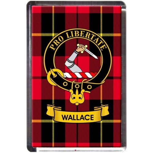 Wallace Tartan Fridge Magnet with Scottish Clan Crest on Clear Acrylic Base