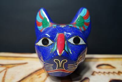 Blue Bastet Head, Ancient Egyptian Cat, Bastet the cat, Egyptian Goddess
