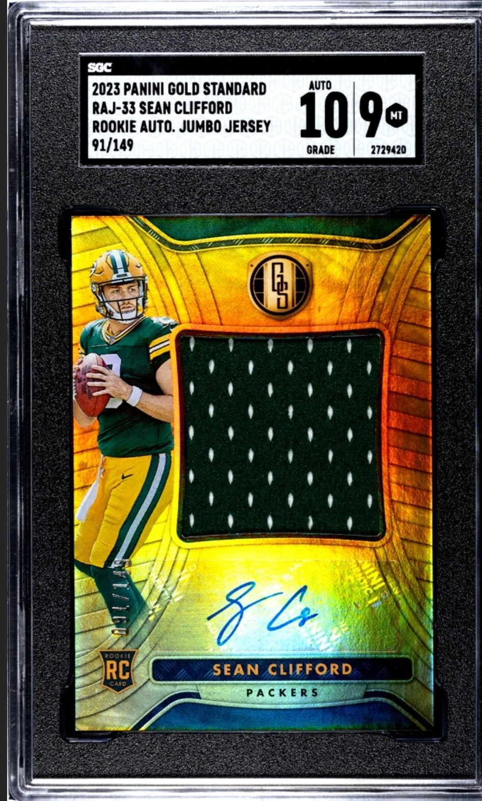 Sean Clifford Panini Gold Standard Rookie Jersey Autographs Jumbo #RAJ33 Rose Gold