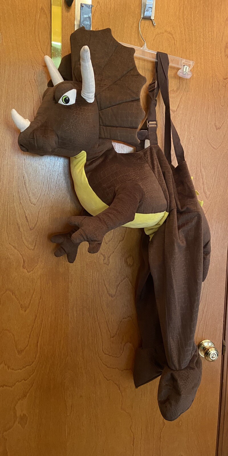 TRICERATOPS DINOSAUR RIDER TODDLER COSTUME BROWN SOFT… Gem