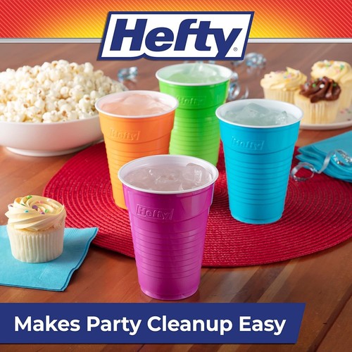 Hefty Party On Disposable Plastic Cups, Assorted, 16 Ounce, 100 Count - Picture 7 of 7