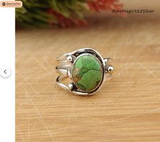 925 Sterling Silver Ring Handmade Green Turquoise Gemstone Wonderful RingR11